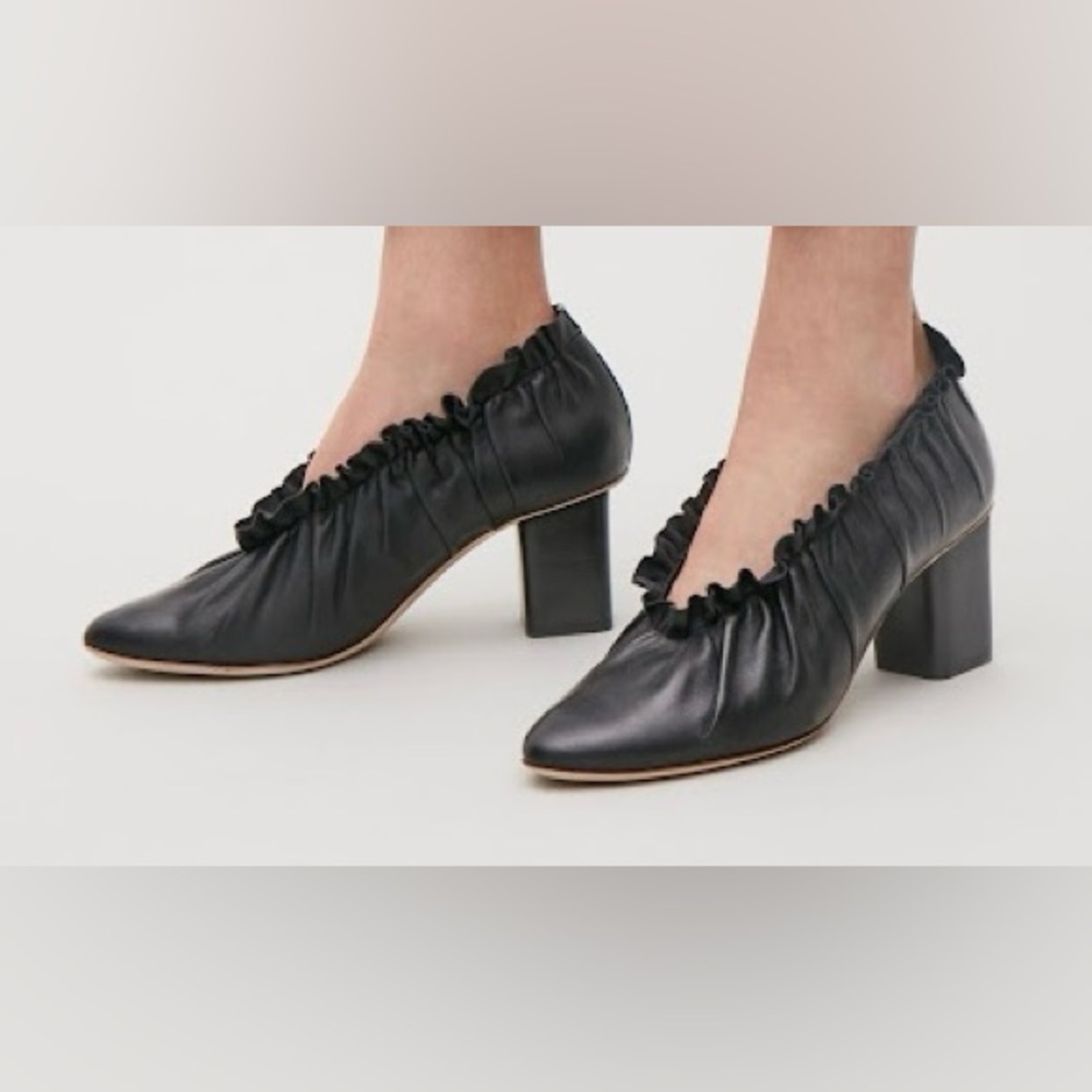 COS Frilled Leather Block Heels